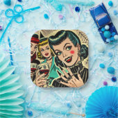 レトロゴシックハロウィーンガールズ漫画 ペーパープレート (パーティー)