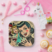 レトロゴシックハロウィーンガールズ漫画 ペーパープレート (パーティー)