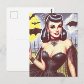 レトロゴシックバンパイアピンアップ ポストカード (正面/裏面)