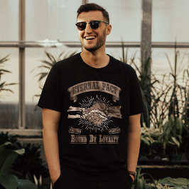 レトロゴシック骨格ゾンビハンドシェイクタイポグラフィ Tシャツ