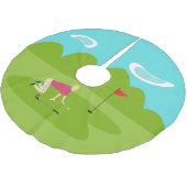 レトロゴルファーのクリスマスツリースカート ブラッシュドポリエステルツリースカート (アングル)