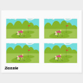 レトロゴルファーのステッカー 長方形シール (シート)