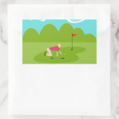 レトロゴルファーのステッカー 長方形シール (バッグ)