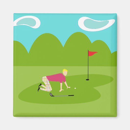 レトロゴルファー角磁石 マグネット (正面)