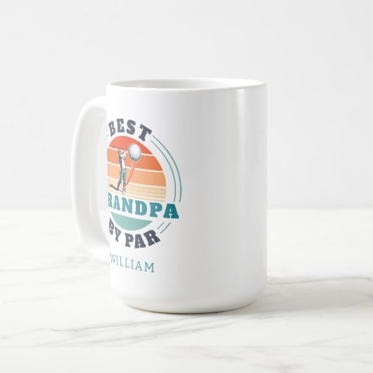 レトロゴルフオーバーパーソナライズされた誕生日祖父 コーヒーマグカップ (正面左)
