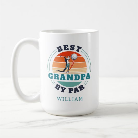 レトロゴルフオーバーパーソナライズされた誕生日祖父 コーヒーマグカップ (左)