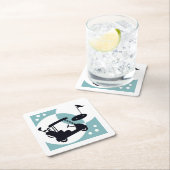 レトロゴルフカートのブラック&ブルー スクエアペーパーコースター (インサイチュ)