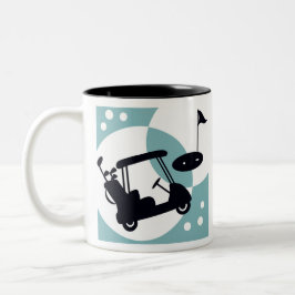 レトロゴルフカートのブラック&ブルー ツートーンマグカップ