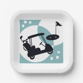 レトロゴルフカートのブラック&ブルー ペーパープレート