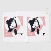 レトロゴルフカート（ブラック&ピンク） ゴルフタオル (横)