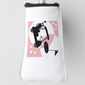 レトロゴルフカート（ブラック&ピンク） ゴルフヘッドカバー (回転90)