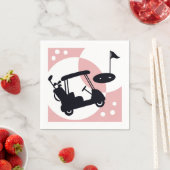 レトロゴルフカート（ブラック&ピンク） スタンダードカクテルナプキン (インサイチュ)