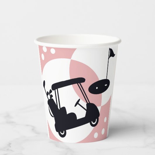 レトロゴルフカート（ブラック&ピンク） 紙コップ (裏面)