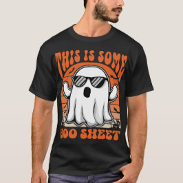 レトロゴーストのハロウィン "ブーシート" デザイン Tシャツ