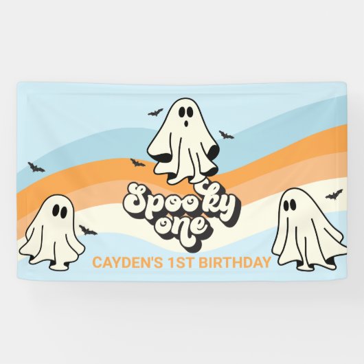レトロゴーストハロウィンスポーキー1ブルー 横断幕 (横)