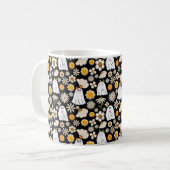 レトロゴーストフラワーパターン コーヒーマグカップ (正面左)