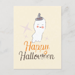 レトロゴースト落書きハロウィンデザイン ポストカード