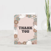 レトロゴースト ハロウィン ベイビーシャワー サンキューカード (正面)