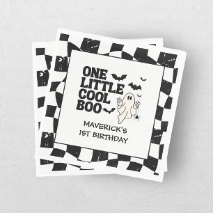 レトロゴースト ワンハロウィン ボーイ 1歳誕生日 スタンダードランチョンナプキン