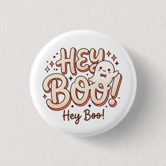 レトロゴースト "Hey Boo!" 缶バッジ (正面)