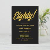 レトロゴールデンスクリプト80th誕生日パーティー 招待状 (スタンド正面)