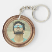 レトロゴールデンスタイリッシュポートレート写真ディスプレイ キーホルダー (裏面)