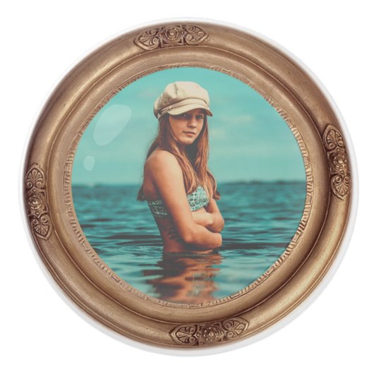 レトロゴールデンスタイリッシュポートレート写真ディスプレイ セラミックノブ (正面)