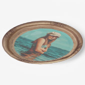 レトロゴールデンスタイリッシュポートレート写真ディスプレイ ペーパープレート (アングル)