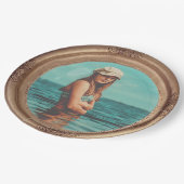 レトロゴールデンスタイリッシュポートレート写真ディスプレイ ペーパープレート (アングル)