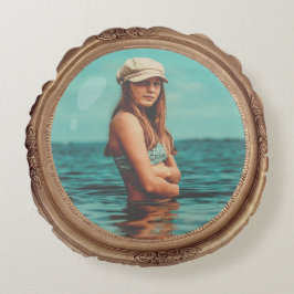 レトロゴールデンスタイリッシュポートレート写真ディスプレイ ラウンドクッション