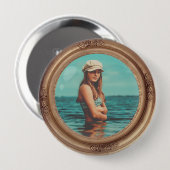 レトロゴールデンスタイリッシュポートレート写真ディスプレイ 缶バッジ (正面&裏面)