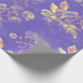 レトロゴールデンフラワーオンパープル ラッピングペーパー (角)