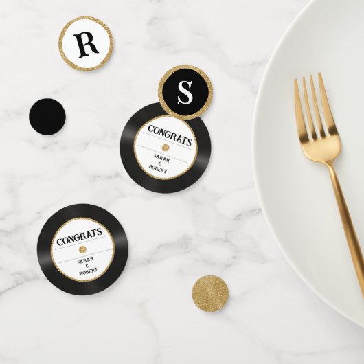 レトロゴールドグリッター ビニールレコード モノグラム コンラッツ コンフェッティ (グループ)