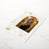 レトロゴールドホイル写真卒業発表 箔招待状 (回転した状態)