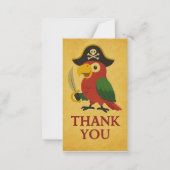 レトロゴールド ネイビーパイレーツパロット サンキュー ノートカード (正面)