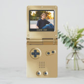 レトロゴールド ハンドヘルドゲーム機II バースデー招待状 招待状 (スタンド正面)