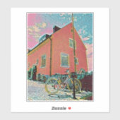 レトロサイクリングアートワーク シール (シート)