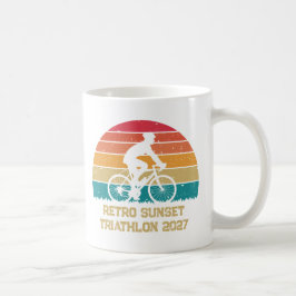 レトロサイクリングサンセットカスタムトライアスロン コーヒーマグカップ