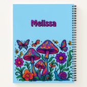 レトロサイケデリックの花とキノコ ノートブック (裏面)