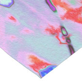 レトロサイケデリックアクアとオレンジ色の花 ミディアムテーブルランナー (コーナー)