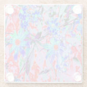 レトロサイケデリックアクアグリーンとオレンジフラワー ガラスコースター (裏面)