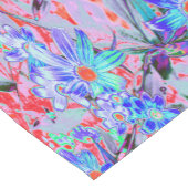 レトロサイケデリックアクアグリーンとオレンジフラワー ショートテーブルランナー (コーナー)