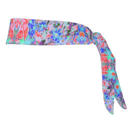 レトロサイケデリックアクアグリーンとオレンジフラワー タイヘッドバンド