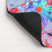 レトロサイケデリックアクアグリーンとオレンジフラワー マウスパッド (コーナー)