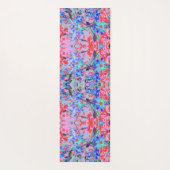 レトロサイケデリックアクアグリーンとオレンジフラワー ヨガマット (裏面)