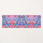 レトロサイケデリックアクアグリーンとオレンジフラワー ヨガマット (正面(横))