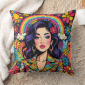 レトロサイケデリックアポップ・アートのート装飾用クッション鮮やか- クッション (ブランケット)