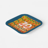 レトロサイケデリックウェーブ70誕生日 ペーパープレート (傾斜あり)