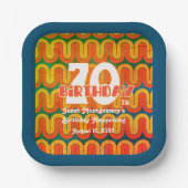 レトロサイケデリックウェーブ70誕生日 ペーパープレート (正面)