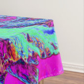 レトロサイケデリックグリーンとブルーのハイビスカスフラワー テーブルクロス (インサイチュ)